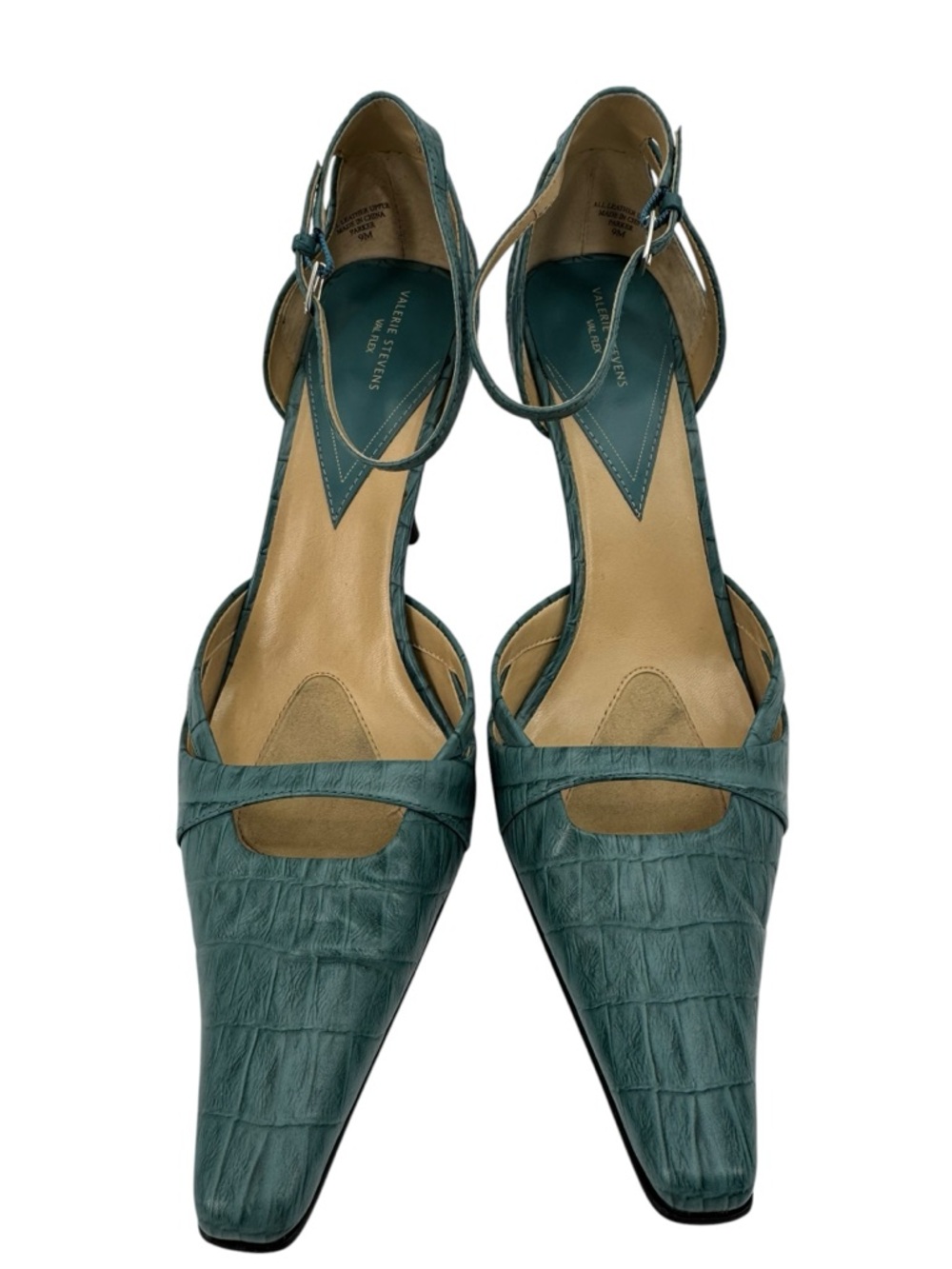 Valerie Stevens Women’s Blue Leather High Heel Shoes Val Flex “Parker” 9M - Picture 3 of 9